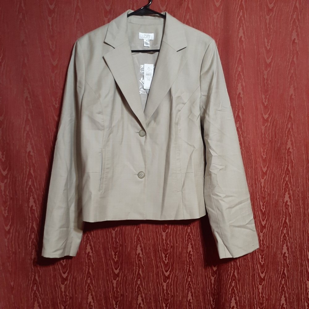 LOFT ANN TAYLOR PINSTRIPE BLAZER JACKET 99% WOOL LONG SLEEVE NWT Women's Size 16